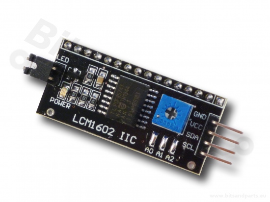 Display LCD HD44780 - 16x2 zwart op geel-groen met I2C interface